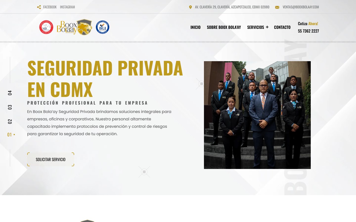 Página de Boox Bola’ay sobre control de accesos y vigilancia