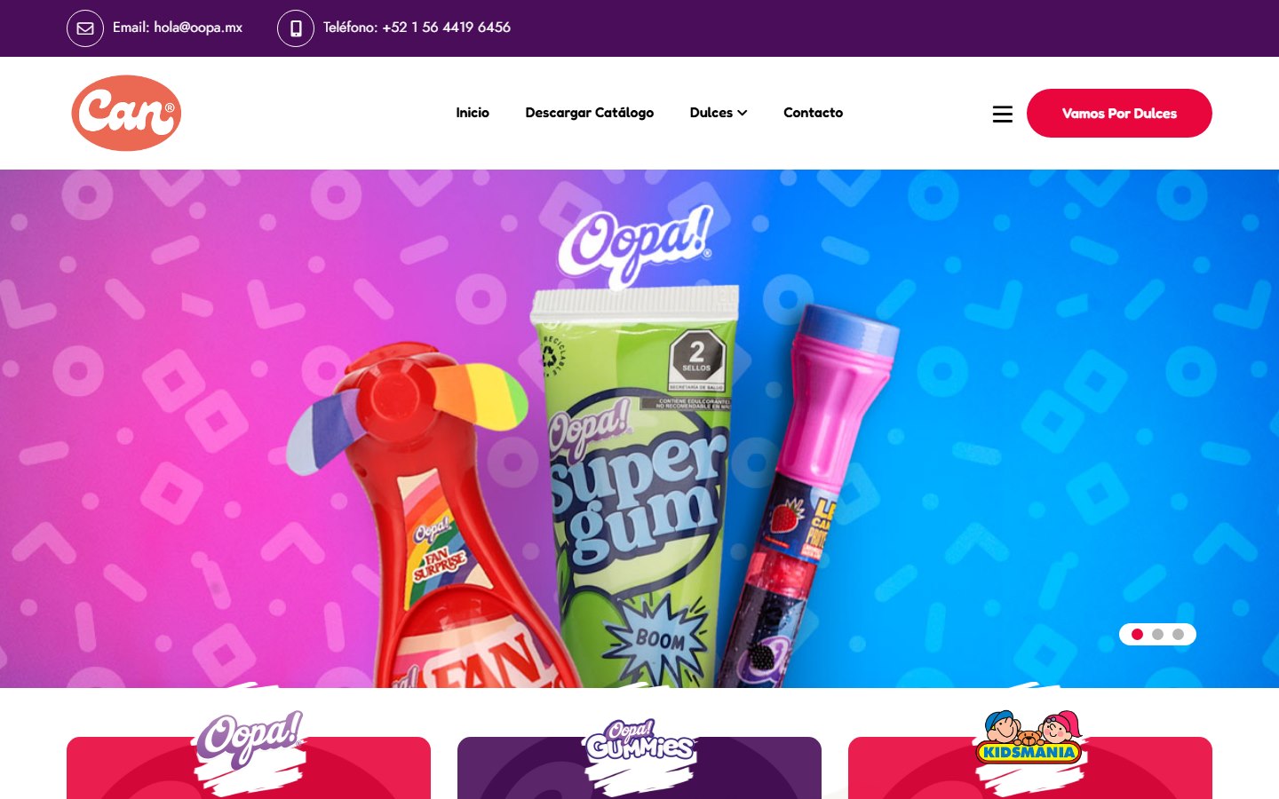 Página principal de CAN México con productos de la marca Oopa