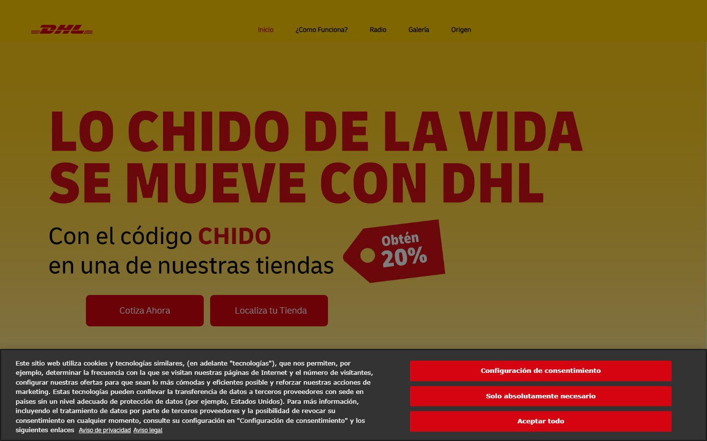 Micrositio promocional Lo chido de la vida se mueve con DHL