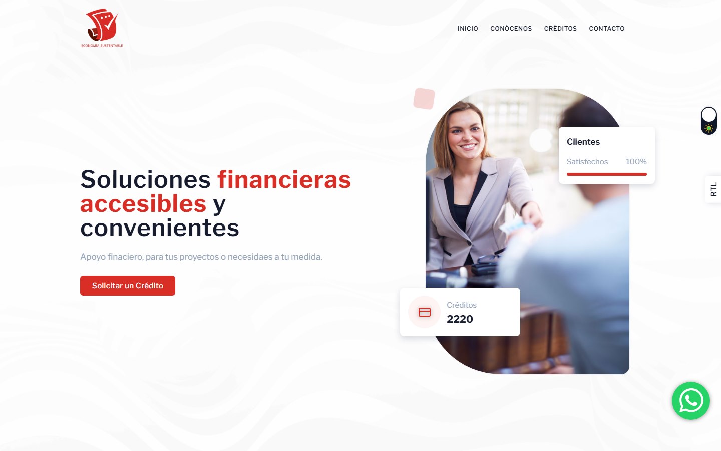 Página principal de Economía Sustentable sobre soluciones financieras accesibles