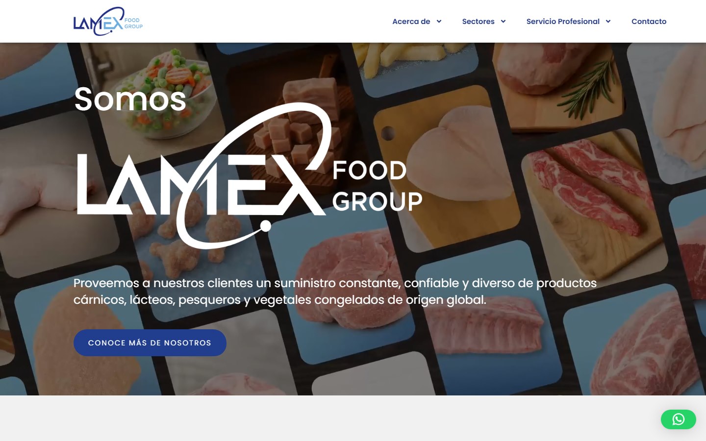 Página principal de Lamex Food Group con su oferta global de alimentos