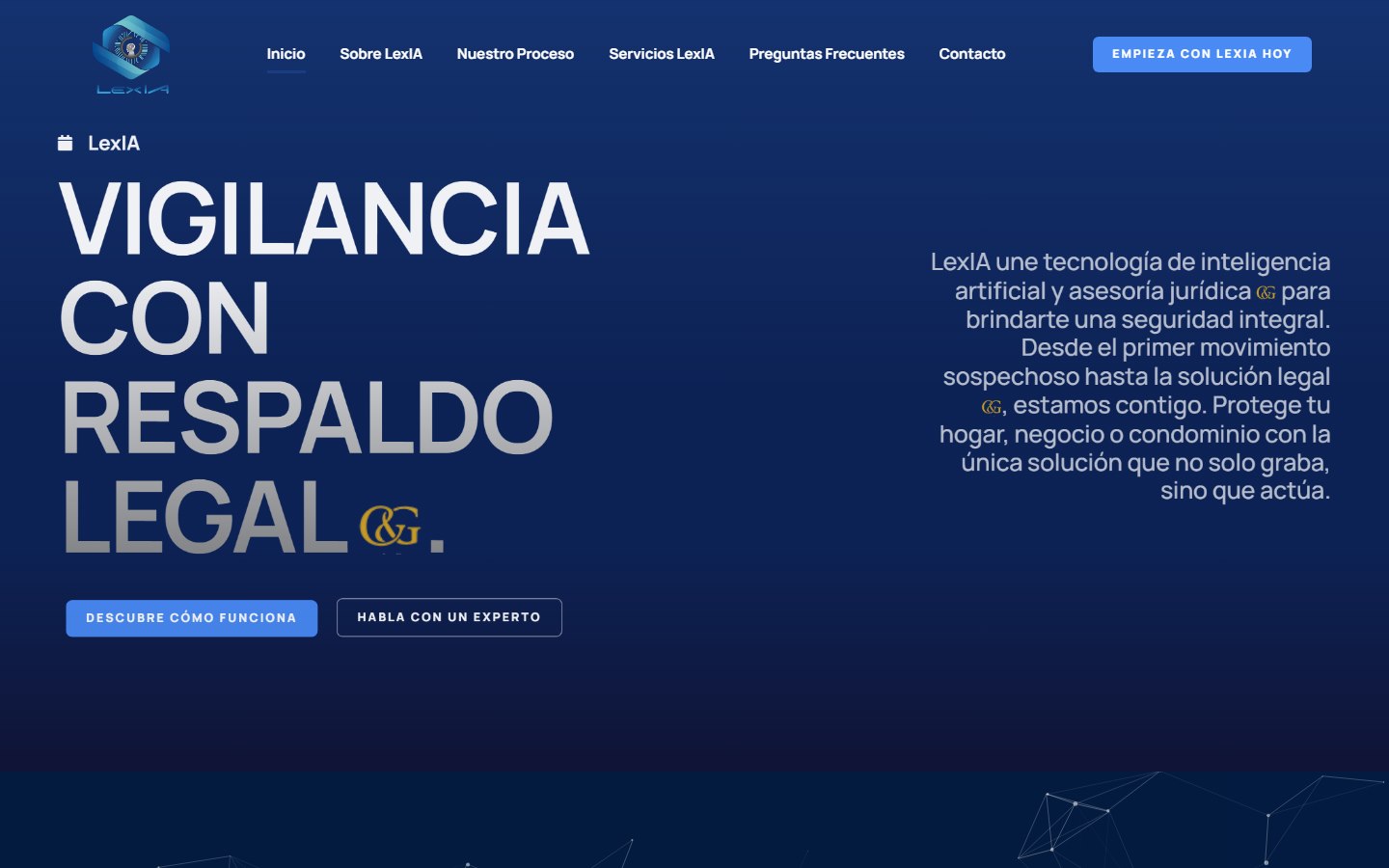 Landing de LexIA sobre vigilancia con inteligencia artificial y respaldo legal