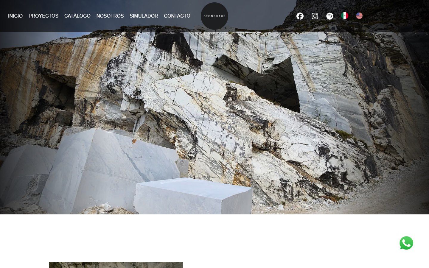 Página principal de Stonehaus dedicada a piedra natural y proyectos arquitectónicos