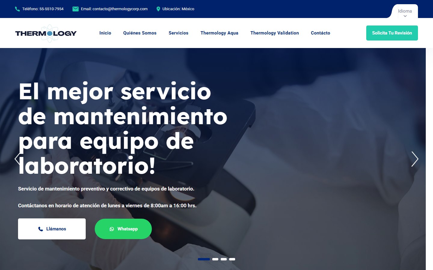 Página principal de Thermology Corp sobre instalación y mantenimiento de aire acondicionado